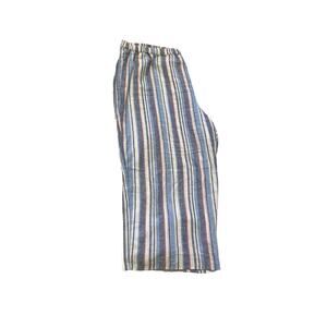 Ruby Rd. Blue Multicolor Striped Linen Capris 2X (42”waist)